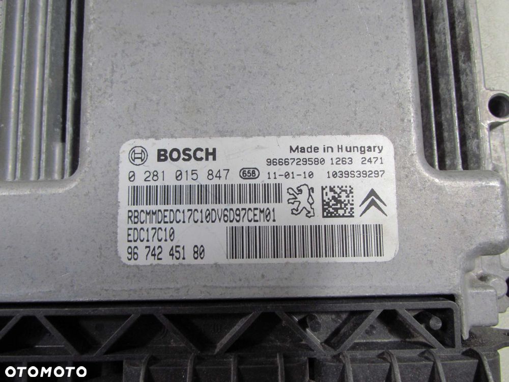 PEUGEOT CITROEN 1.6 HDI KOMPUTER STEROWNIK SILNIKA 0281015847 9674245180 - 4