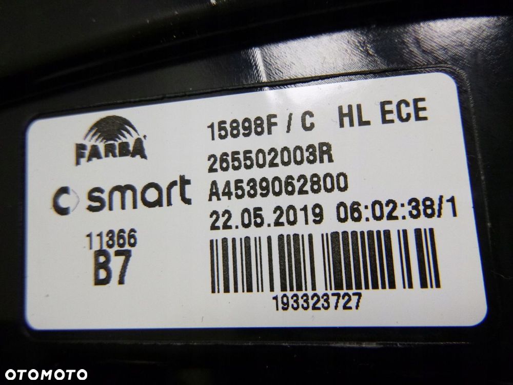 SMART FORFOUR 453 LAMPA PRAWY TYŁ TYLNA 265502003 ORYGINALNA NOWA - 15