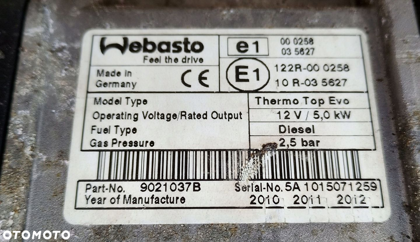 OGRZEWANIE POSTOJOWE WEBASTO THERMO TOP CITROEN C5 III X7 DIESEL 9021037B - 2