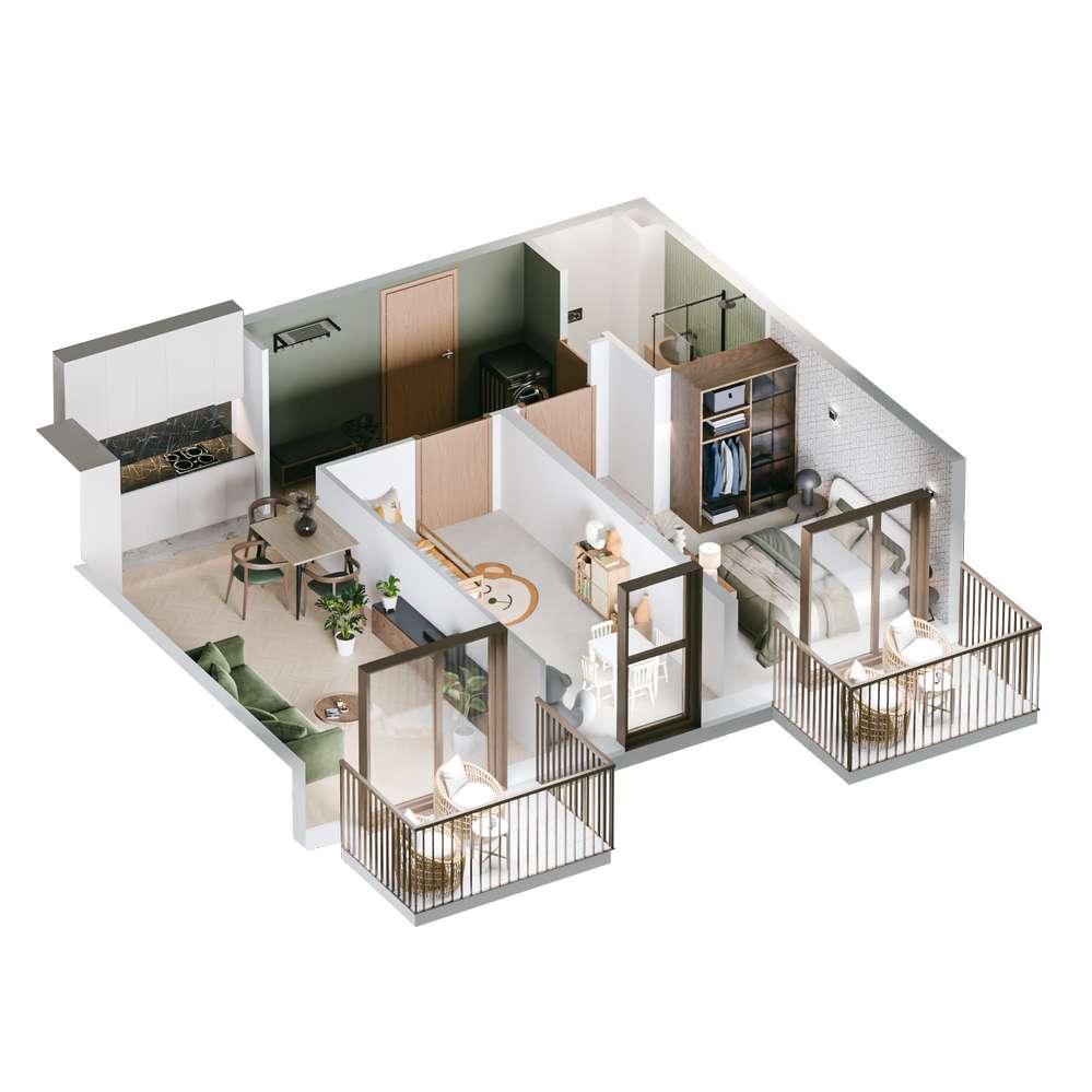 3 pokoje, 53,66 m², nowe, Harmony Garden