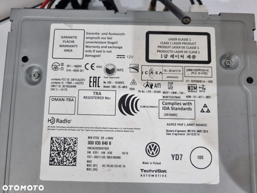 VW PASSAT B8 GOLF VII CZYTNIK MULTIMEDIA RADIO WYŚWIETLACZ 3Q0035840B 3G0919605B - 5