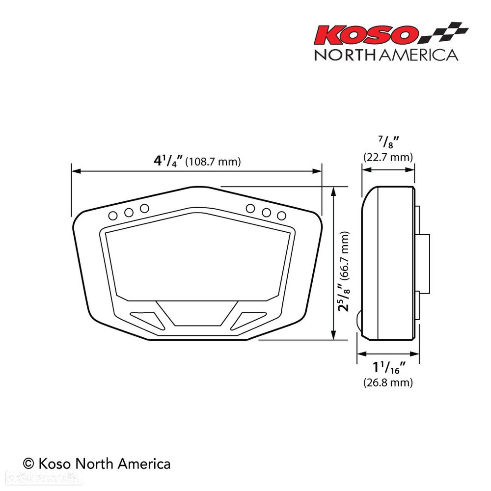 painel universal koso db-02 com batería interna - 2