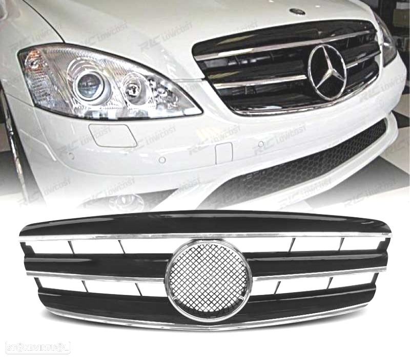 GRELHA FRONTAL MERCEDES W221 05-09 LOOK CL STYLE PRETA CROMADA - 1