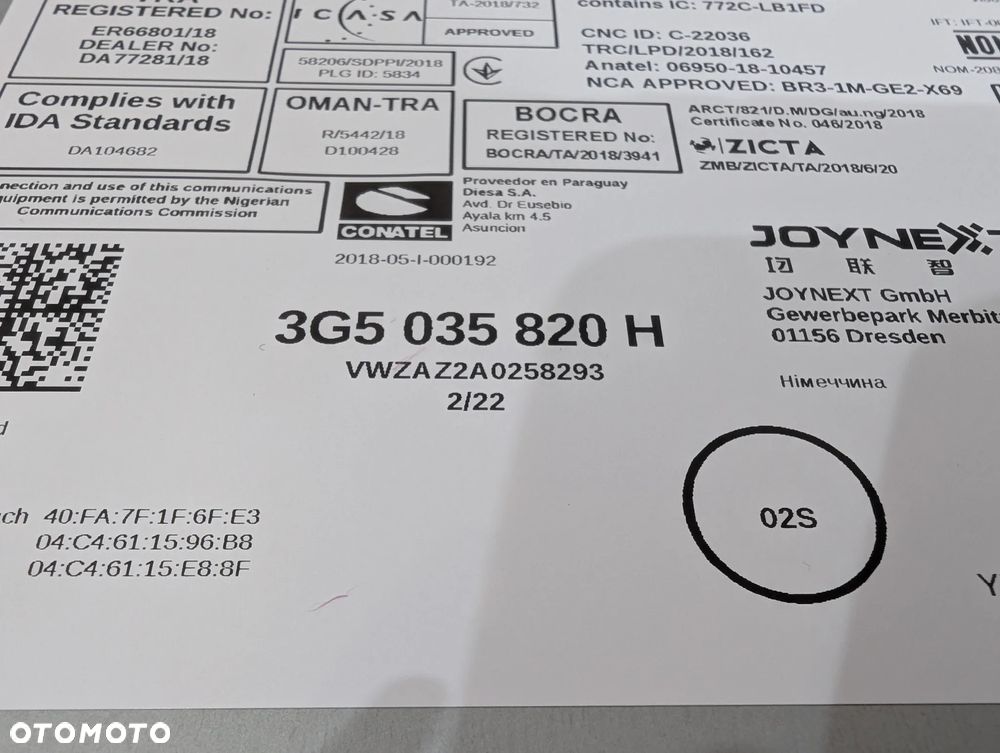 VW PASSAT B8 CZYTNIK NAWIGACJA 3G5035820H - 5