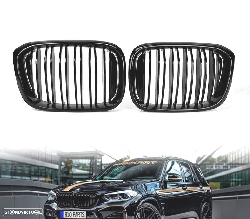 GRELHA DUPLA BMW X3 G01 G08 X4 G02 LOOK M PERFORMANCE PRETO BRILHANTE - 1