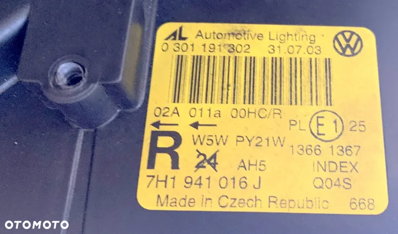 Vw TRANSPORTER T5 04-2009r Reflektor Prawy Lampa Prawa Nowa Oryginał A Lighting 7H1941016J 0301191302 /Vw Sharan Alhambra lift 01-05 reflektor przedni lewy prawy 7M3941015 7M3941016 Tania wysyłka 10 zł - 6