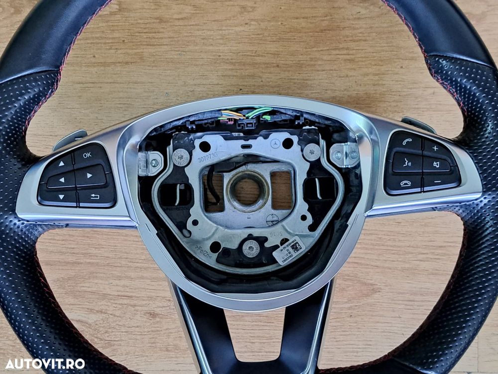 Volan cu padele sport cusatura rosie original Mercedes B-class W246 A-class W176 GLA W156 CLA W117 CLS W218 SLC W172 SLK R172 - 3