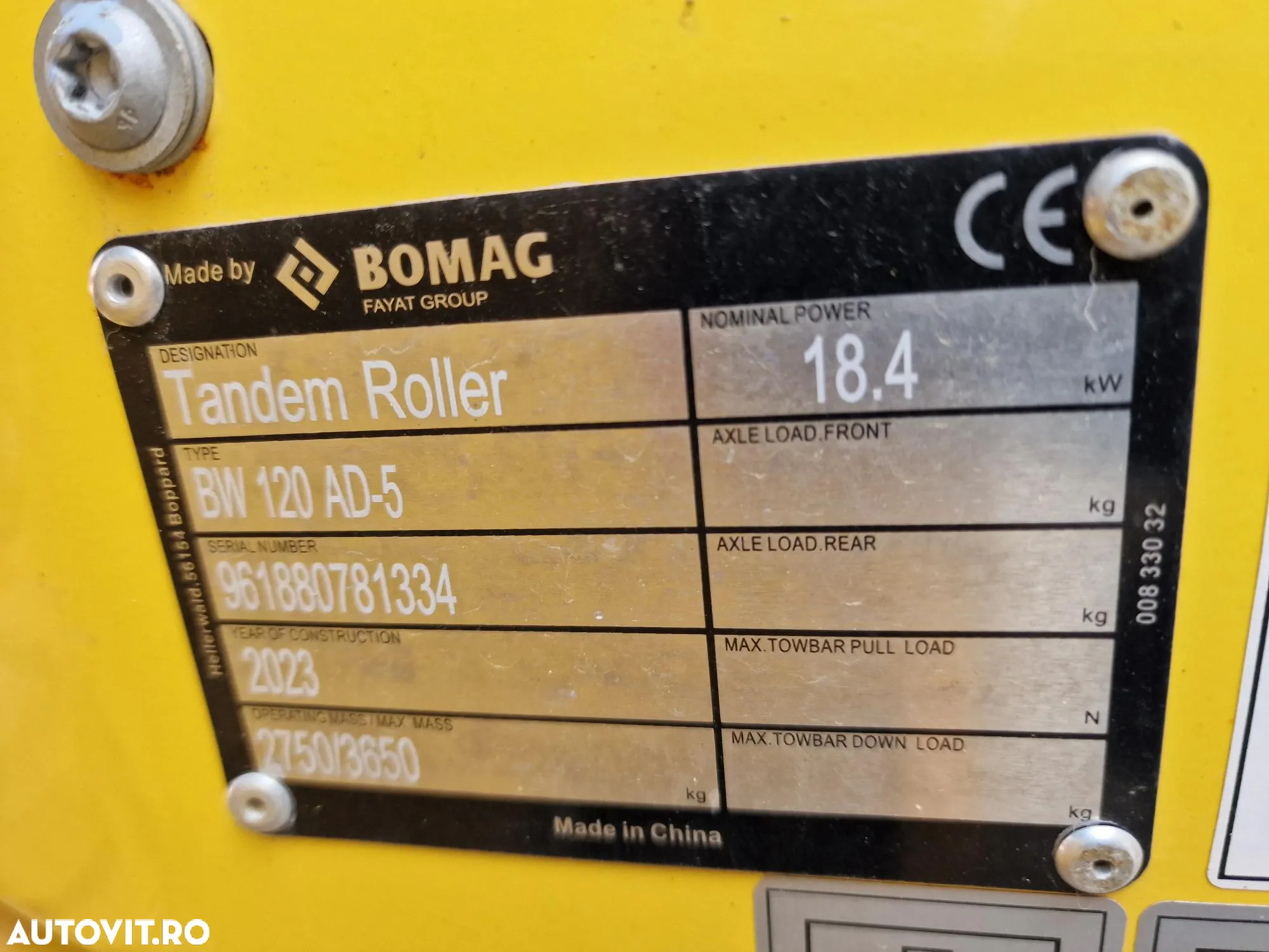 Bomag BG120, 2023, 93h, latime tambur 1,2m, Masa op 2,7t, motor Kubota, posibilitate leasing-31900 EUR+Tva - 5