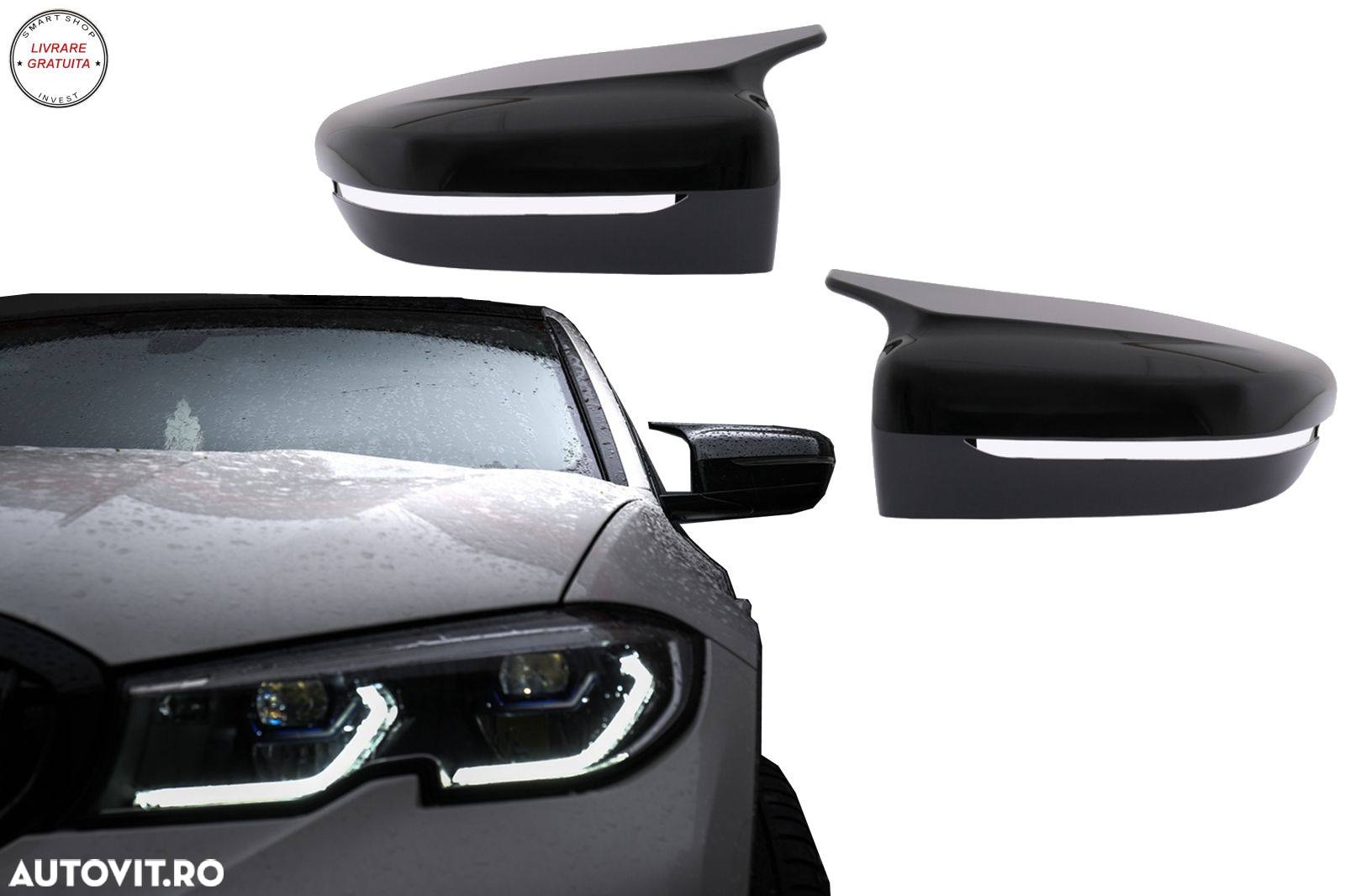 Capace oglinzi BMW 3 Series G20 G21 G28 (2017-up) M Sport Design Negru Lucios LHD- livrare gratuita - 9