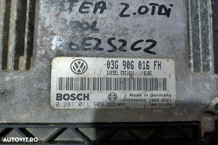 Calculator motor ECU 03G906016FH 0281011909 - 2.0 TDI  03G906016FH 02 - 3