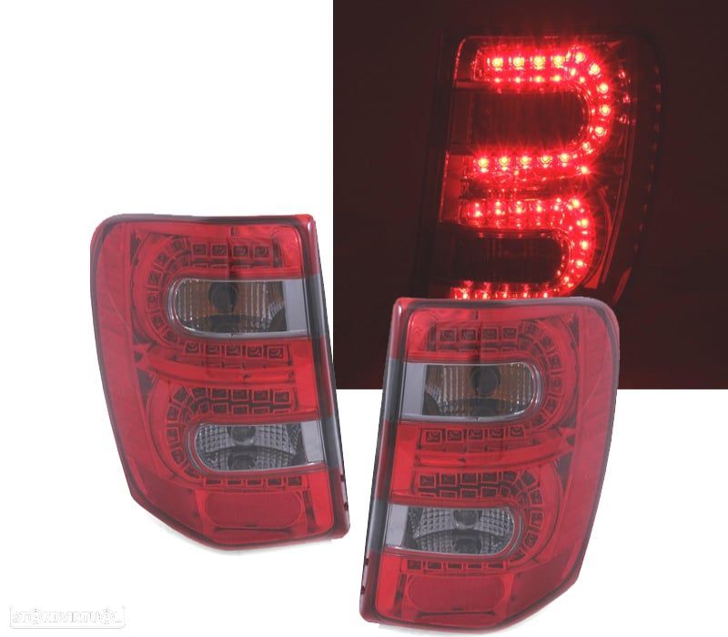 FAROLINS TRASEIROS LED JEEP GRAND CHEROKEE 99-05 RED SMOKED VERMELHO FUMADO ESCURECIDO - 1