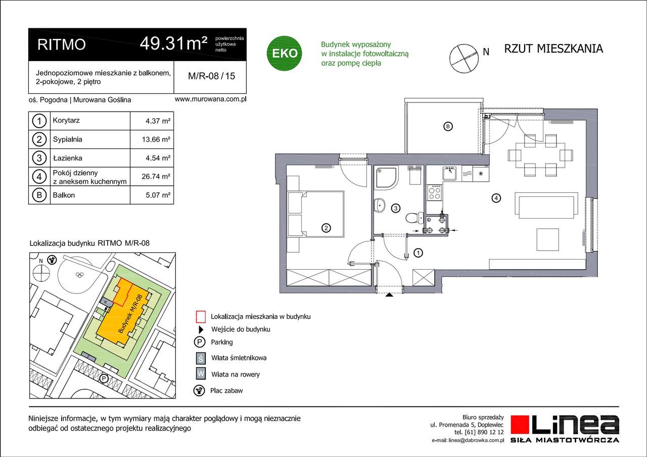 2-pokojowe mieszkanie 49m2 + balkon Bez Prowizji - Pełny obrazek: 2/6