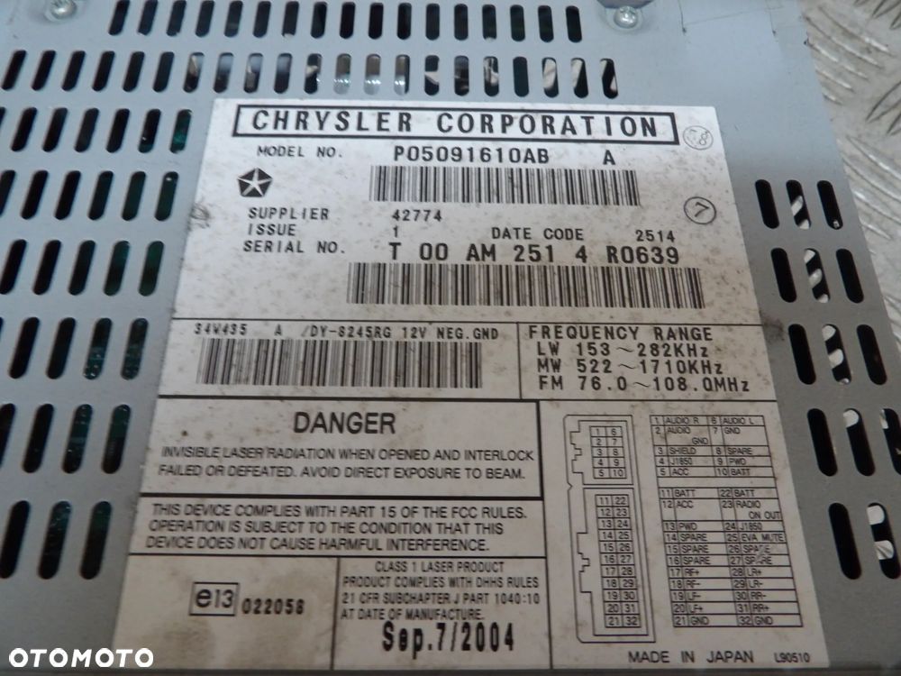 JEEP CHEROKEE KJ LIFT RADIO CD KOD - 5