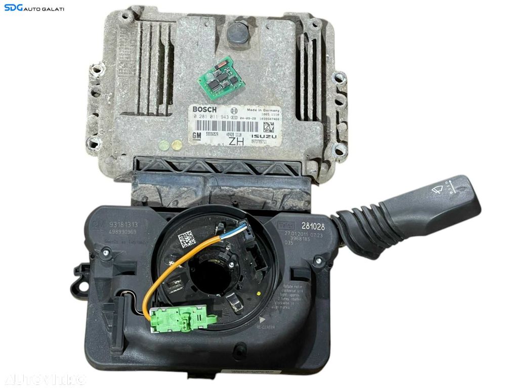 Kit Pornire ECU Calculator Motor Ansamblu Maneta Manete Spira Spirala Cheie Cheie CIP Imobilizator Opel Astra H 1.7 CDTI 2004 - 2010 Cod 55556829 0281011943 13197721 498990969 [LR0169] [LR0170] - 1