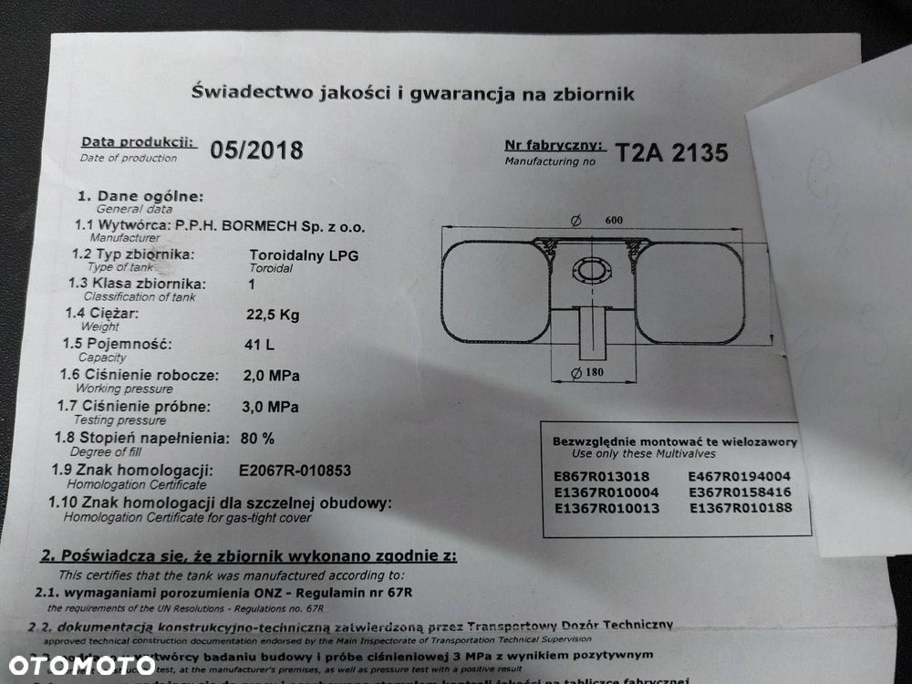 BUTLA GAZOWA LPG 41L 2028R W KOŁO PAPIER + ZAWÓR - 4