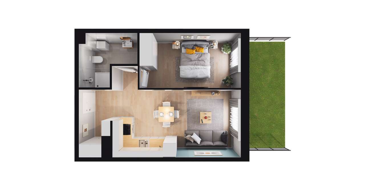 2-pokojowe mieszkanie 40m2 + ogródek