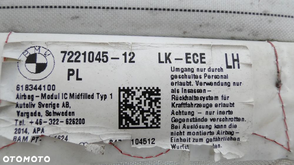 BMW 1 F20 KURTYNA AIRBAG LEWA 5D EUROPA - 3