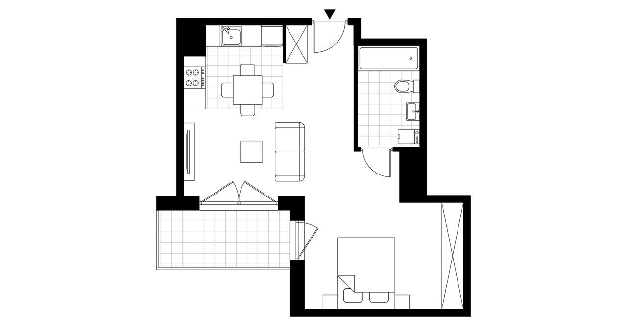 1-pokojowe mieszkanie 43m2 + balkon Bezpośrednio - Pełny obrazek: 4/15