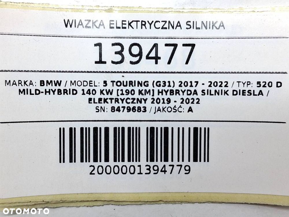 WIAZKA ELEKTRYCZNA SILNIKA B47D20B BMW 5 G31 8479683 - 8