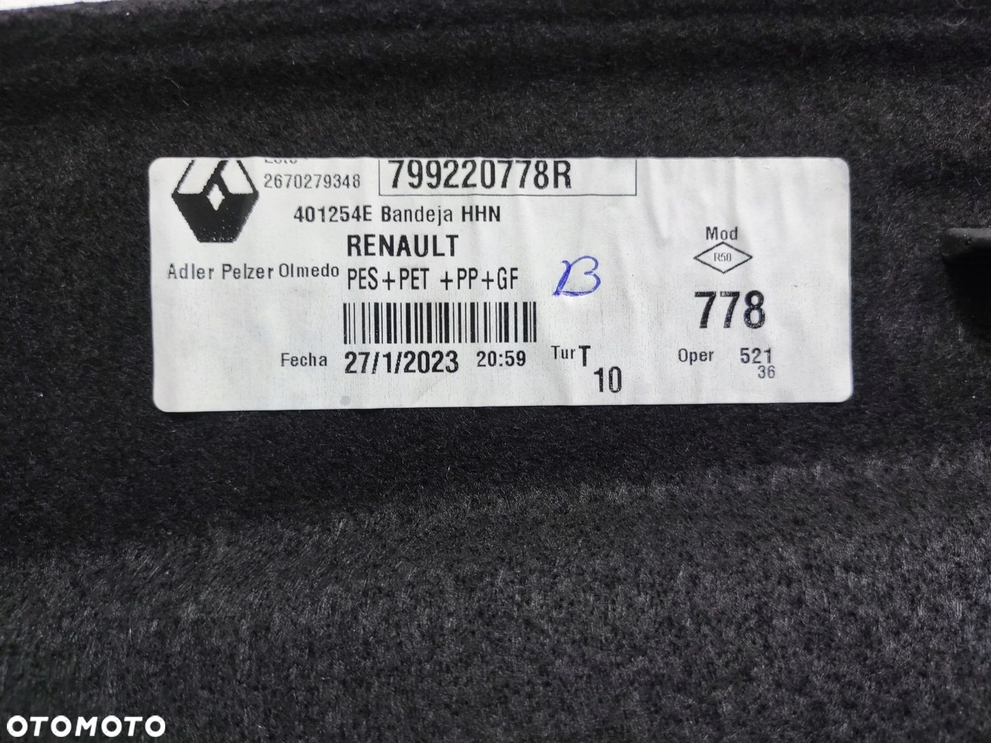 PÓŁKA BAGAŻNIKA TYŁ TYLNA RENAULT AUSTRAL 2022-2025 799220778R - 6