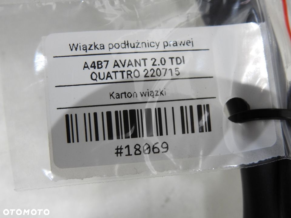 WIĄZKA INSTALACJA PODŁUŻNICY LAMPY PRAWA A4 B7 - 8