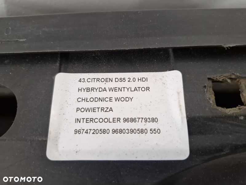 CITROEN DS5 2.0 HDI HYBRYDA WENTYLATOR CHŁODNICE WODY POWIETRZA INTERCOOLER 9686779380 9674720580 9680390580 - 12