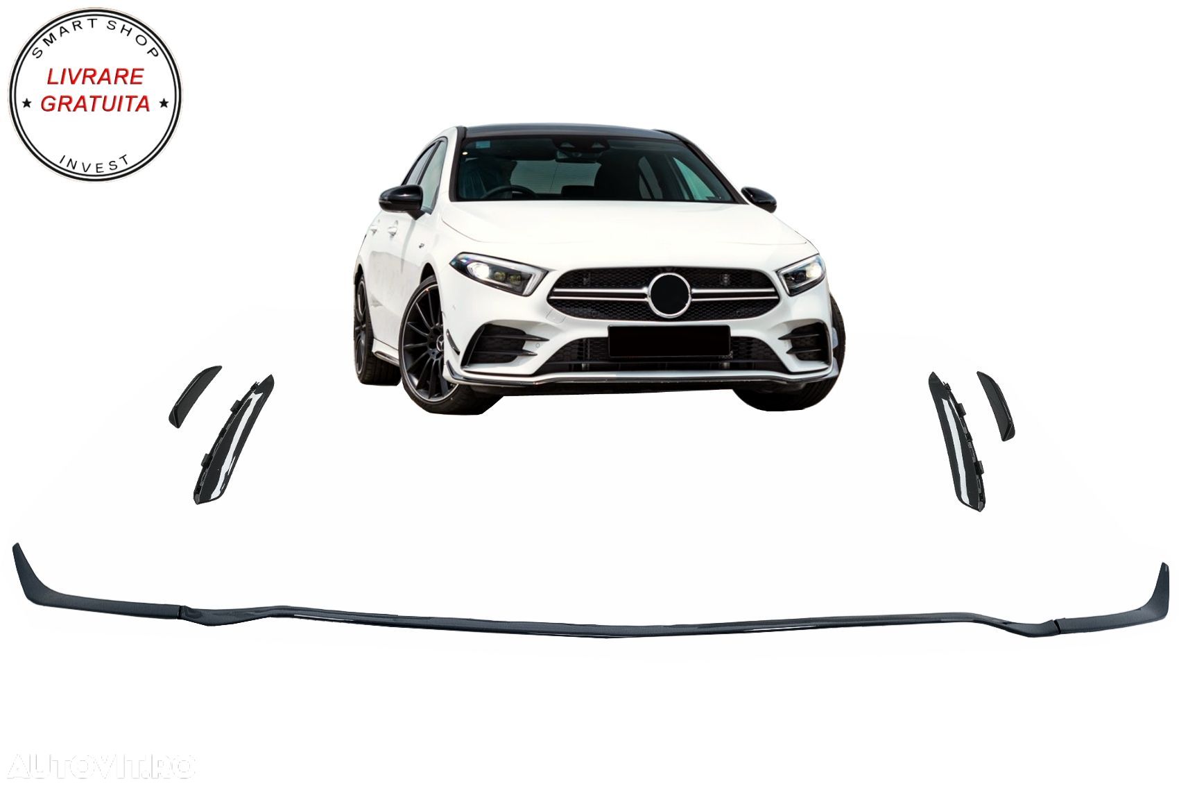 Lip Bara Fata Mercedes A-Class W177 V177 Sport-Line / A35 (2018-2022) Negru- livrare gratuita - 1