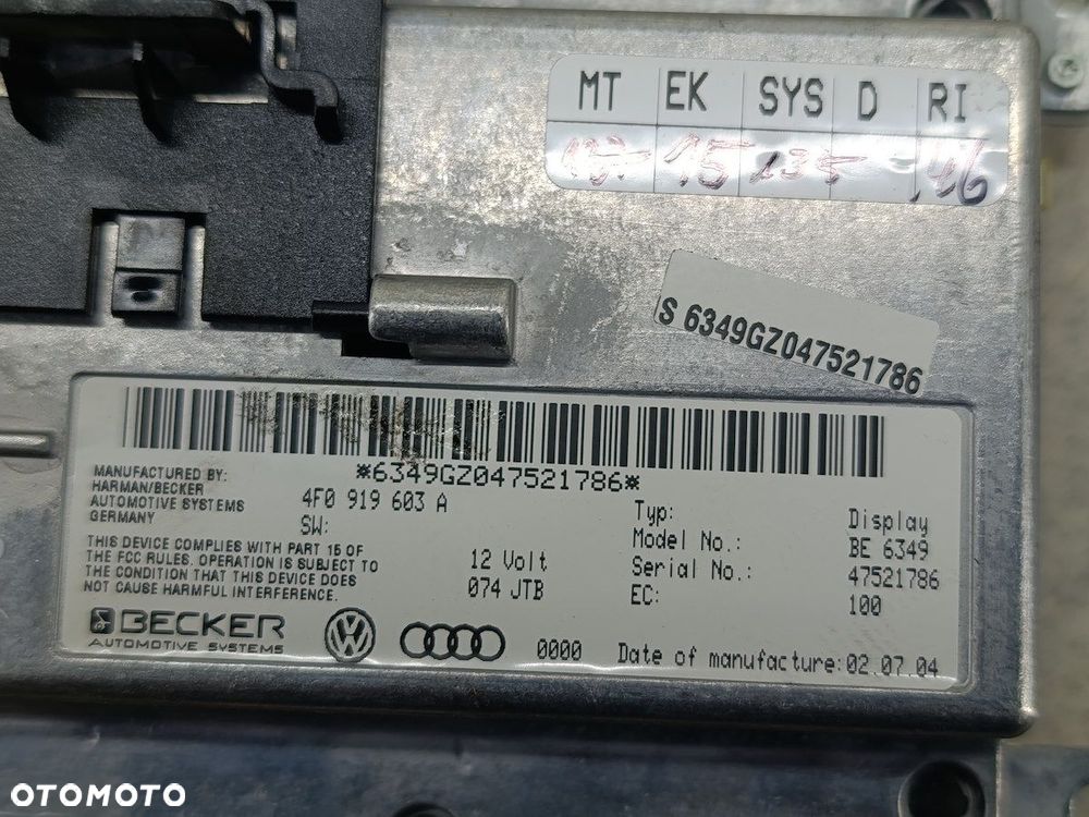 ZESTAW MULTIMEDIALNY AUDI A6 C6  4F0910223B 4F0919603A 4F0035541 4E0910541C - 3