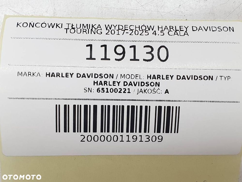 KOŃCÓWKI TŁUMIKA WYDECHÓW HARLEY DAVIDSON TOURING 2017-2025 4.5 CALA - 8