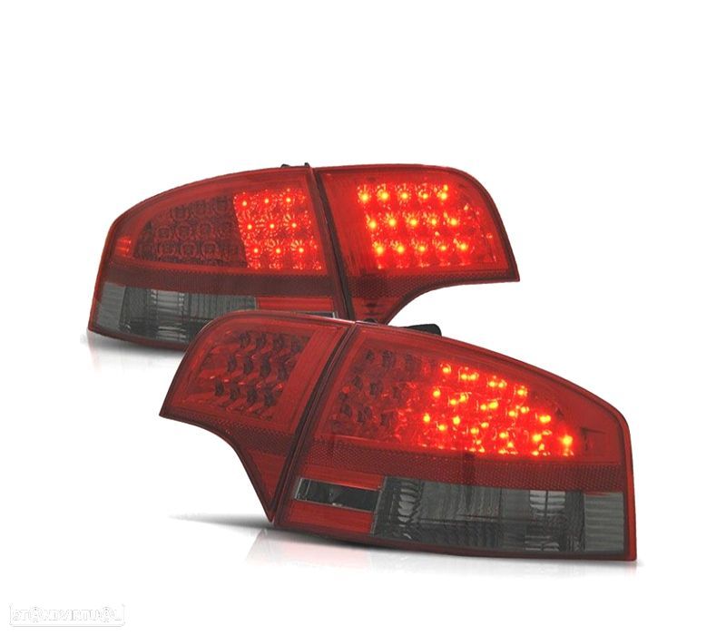 FAROLINS TRASEIROS LED AUDI A4 B7 04-07 VERMELHO FUMADOS - 1