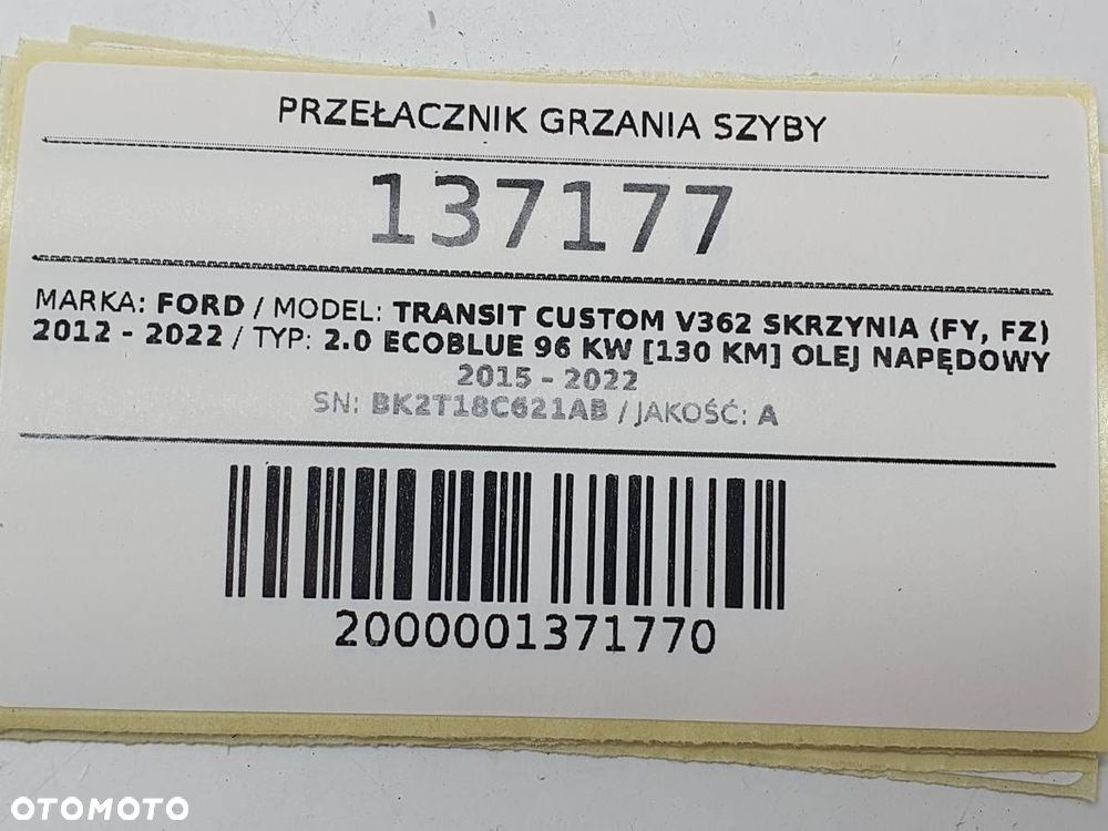 PRZEŁĄCZNIK GRZANIA SZYBY FORD TRANSIT CUSTOM BK2T18C621AB - 4