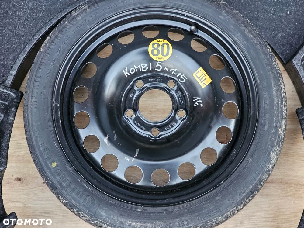 KOŁO DOJAZDOWE ZAPASOWE ZESTAW KLUCZ LEWAREK STYROPIAN OPEL ASTRA J KOMBI 16 CALI 5x115 115/70/16 - 3
