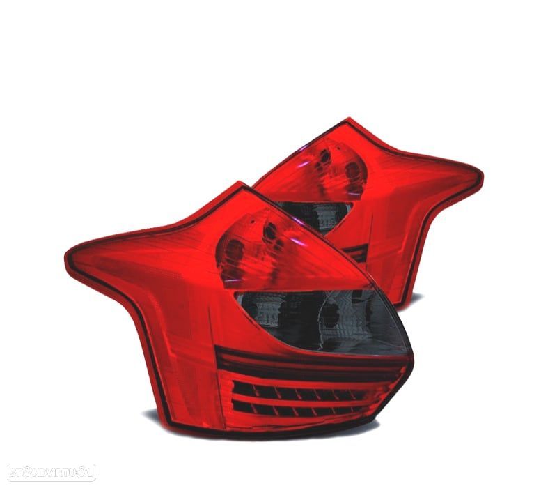 FAROLINS TRASEIROS FORD FOCUS MK3 11-14 LED VERMELHO FUMADO - 1