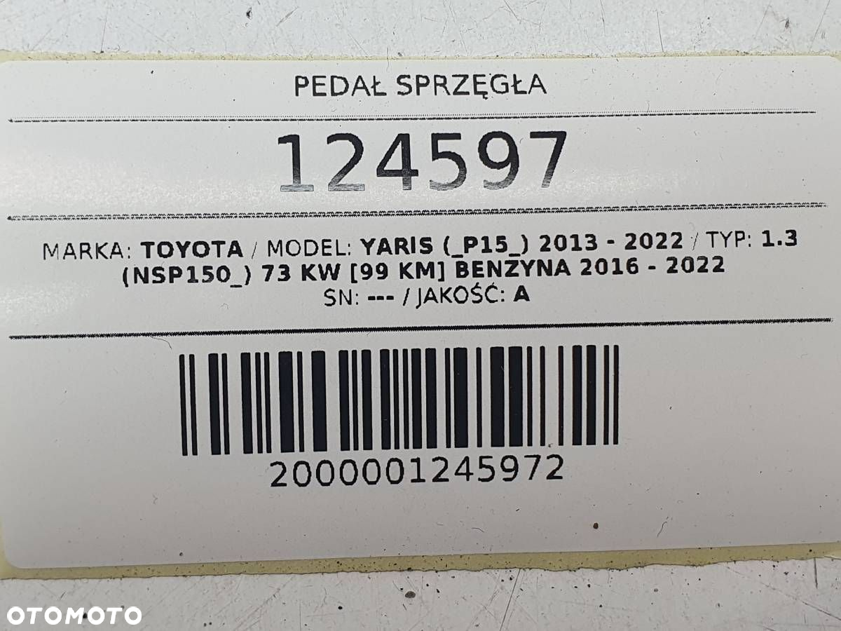 PEDAŁ SPRZĘGŁA DŹWIGNIA TOYOTA YARIS III EUROPA P15 1.3 - 8