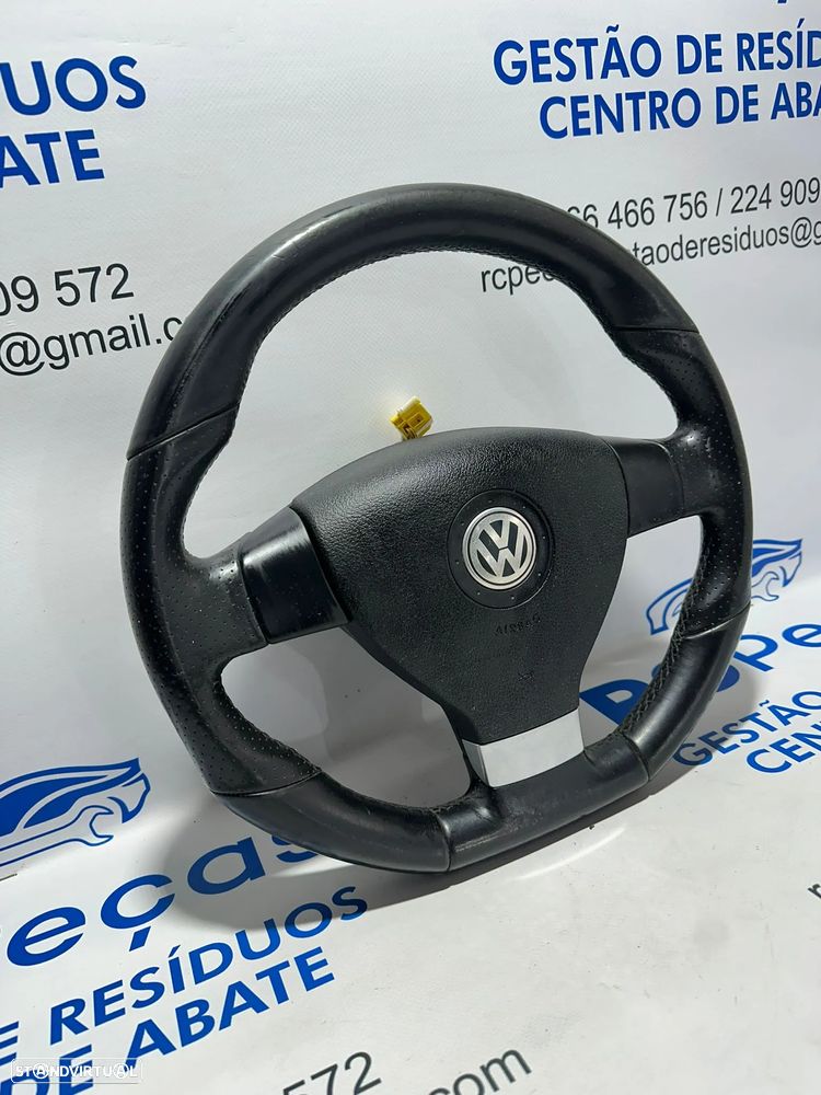 .Volante Completo Flat Bottom Pele Perfurada VW Volkswagen 1K8419091D 2005 - 2017 - 6