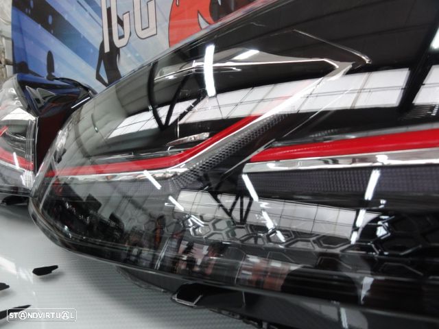 Faróis frontais full Led com pisca dinâmico e welcome light para VW Golf 7 12-17 Look 7,5 com risca vermelha - 13