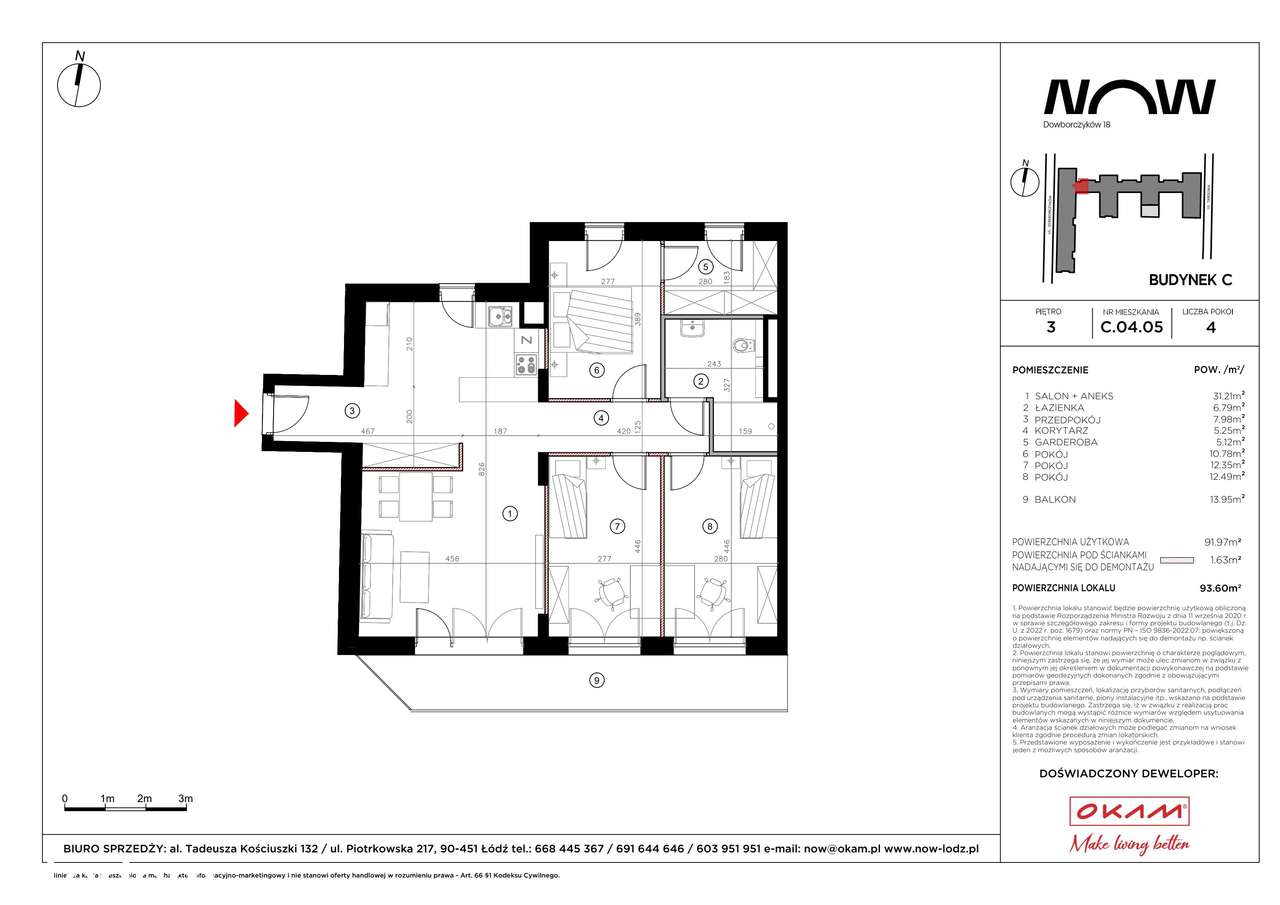 4-pokojowe mieszkanie 95m2 + balkon - Pełny obrazek: 2/8