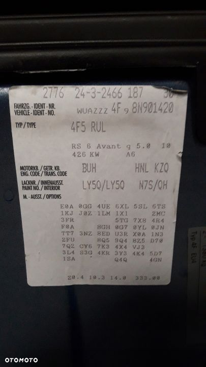 AUDI A6 RS6 C6 ZAWIAS ZAWIASY MASKI PRZÓD LY5Q EUR - 3