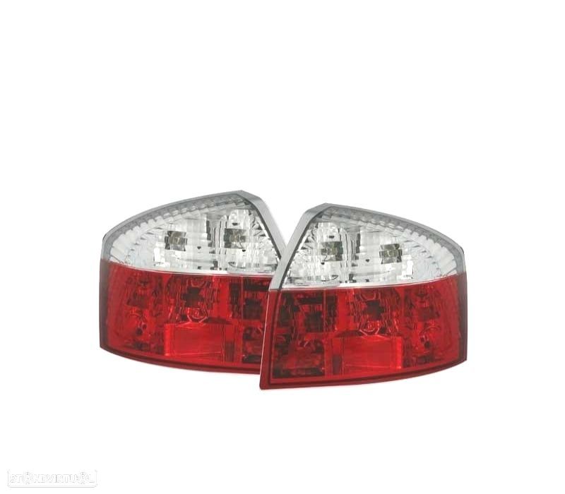 FAROLINS TRASEIROS AUDI A4 00-04 B6 VERMELHO CROMADO - 1