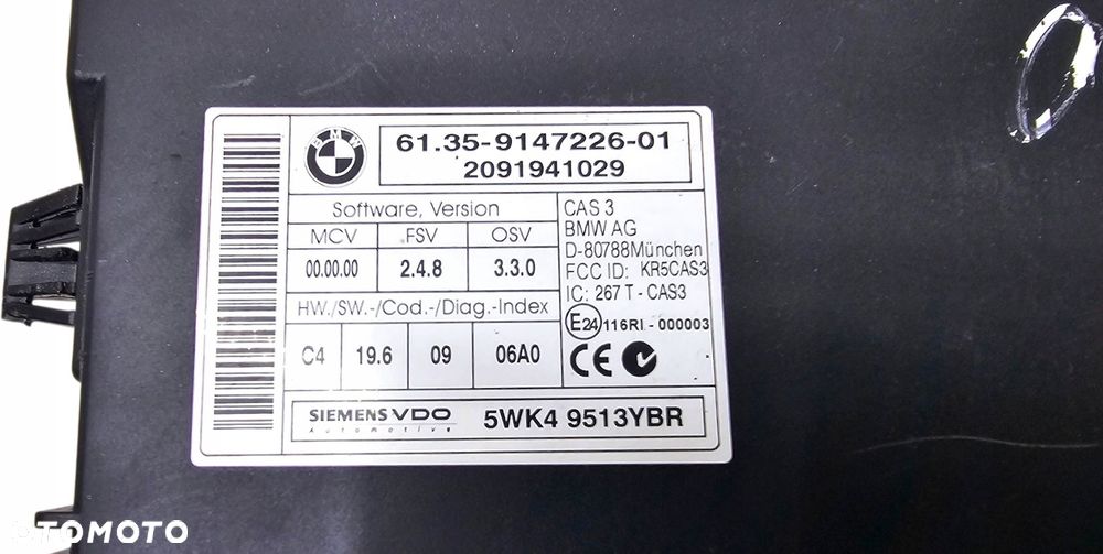 Bmw E82 Zestaw Startowy Komputer Kluczyk Sterownik Cas 123D N47D20D Nr 440 - 5