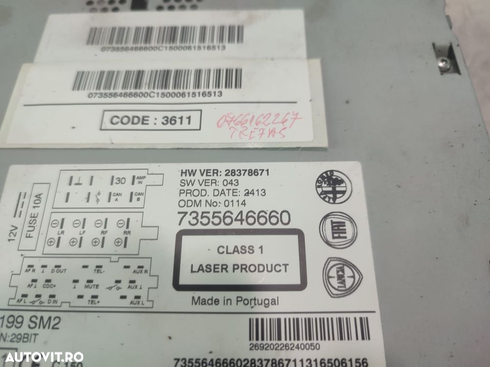 Radio cd player 7355646660 Fiat Punto 3 [2005 - 2012] 1.3 D 199A9000 - 2
