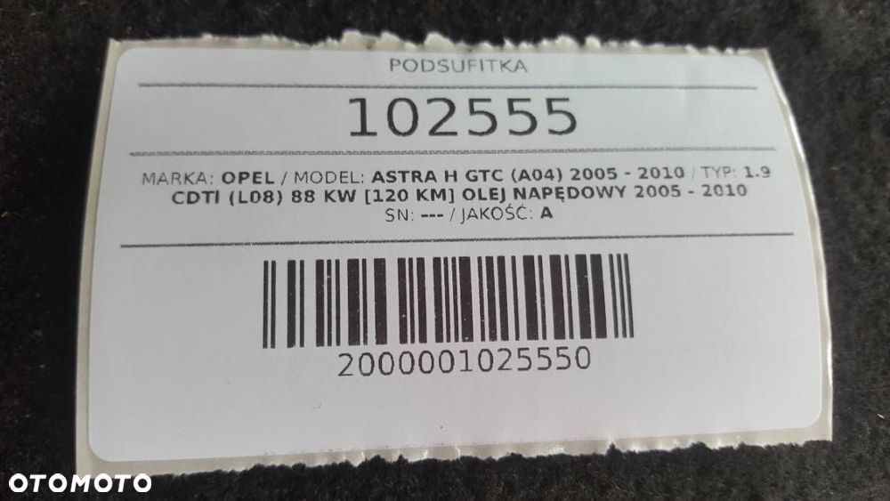 PODSUFITKA CZARNA PANORAMA OPEL ASTRA GTC H III - 3
