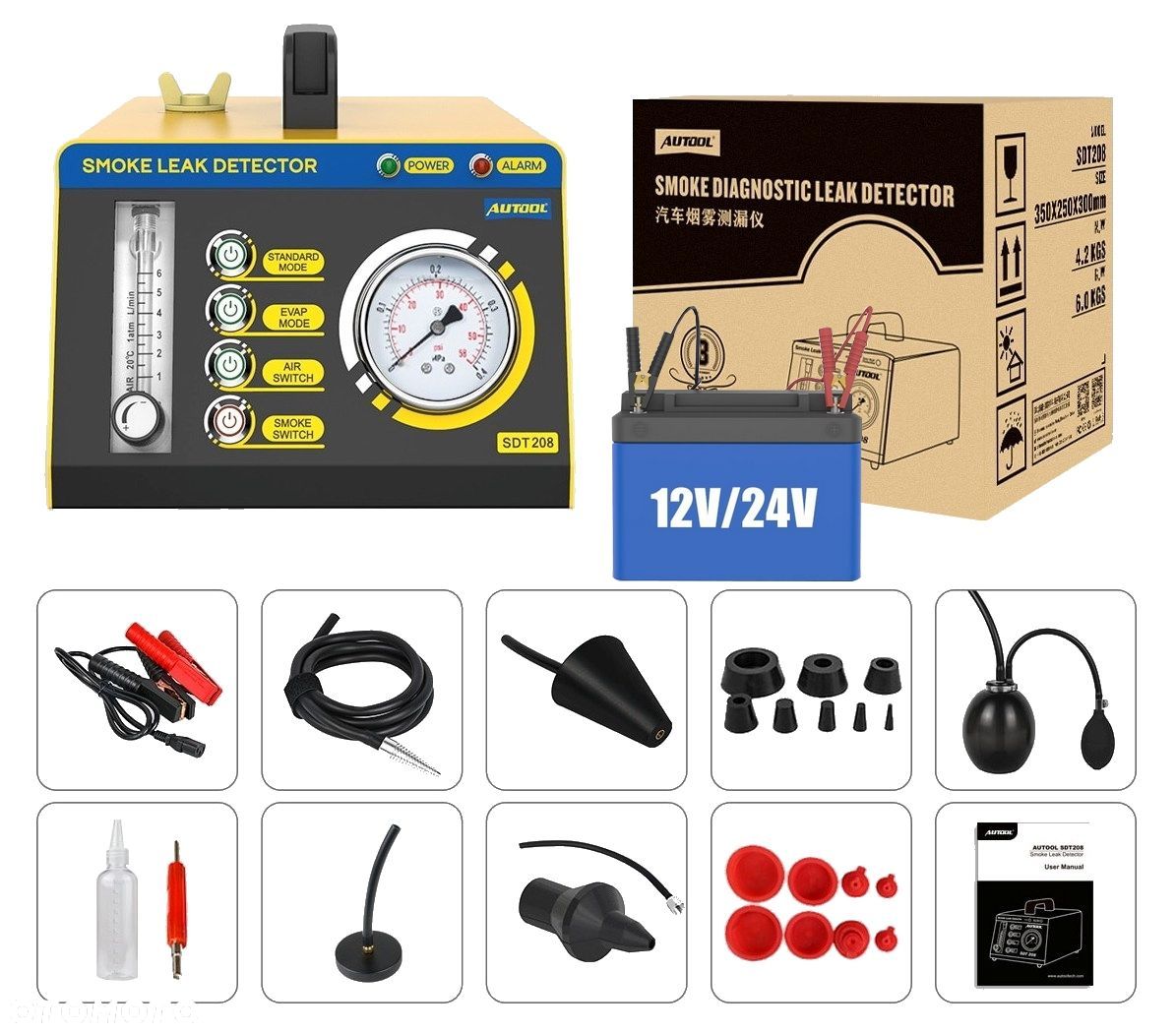 Dymny Tester szczelności układów Generator dymu AUTOOL SDT 208 - 1