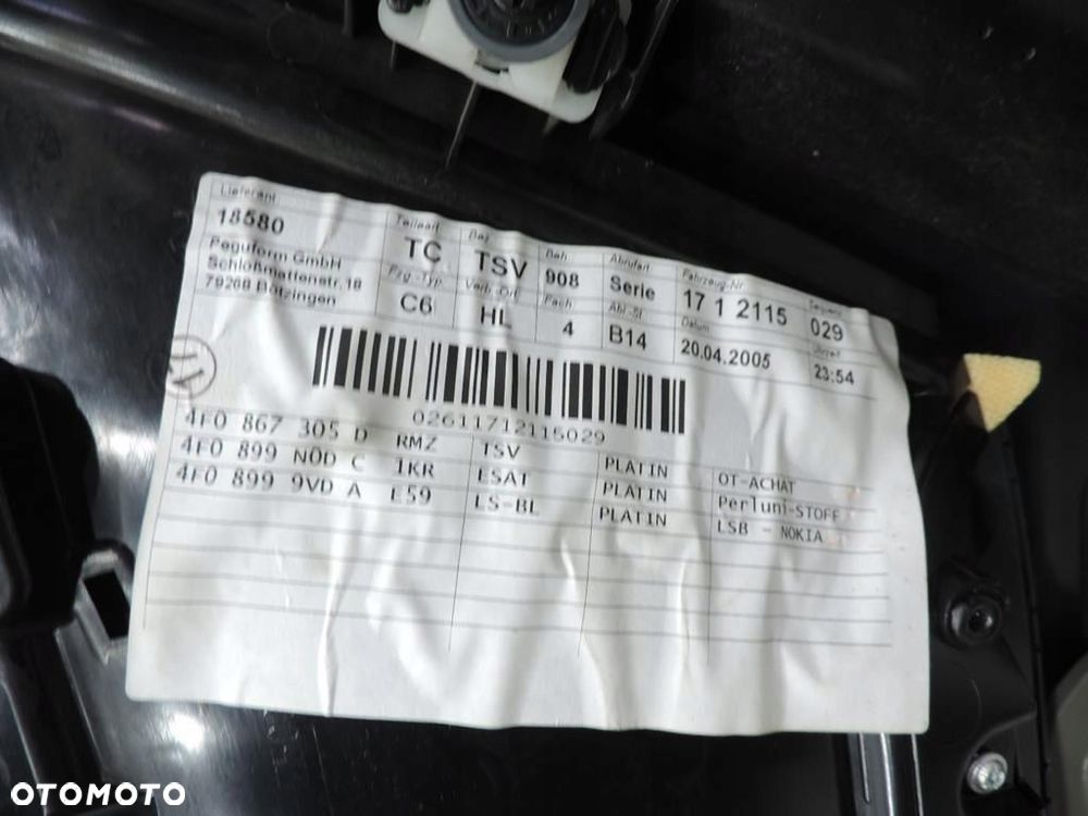 TAPICERKA DRZWI LEWY TYŁ AUDI A6 C6 - 9