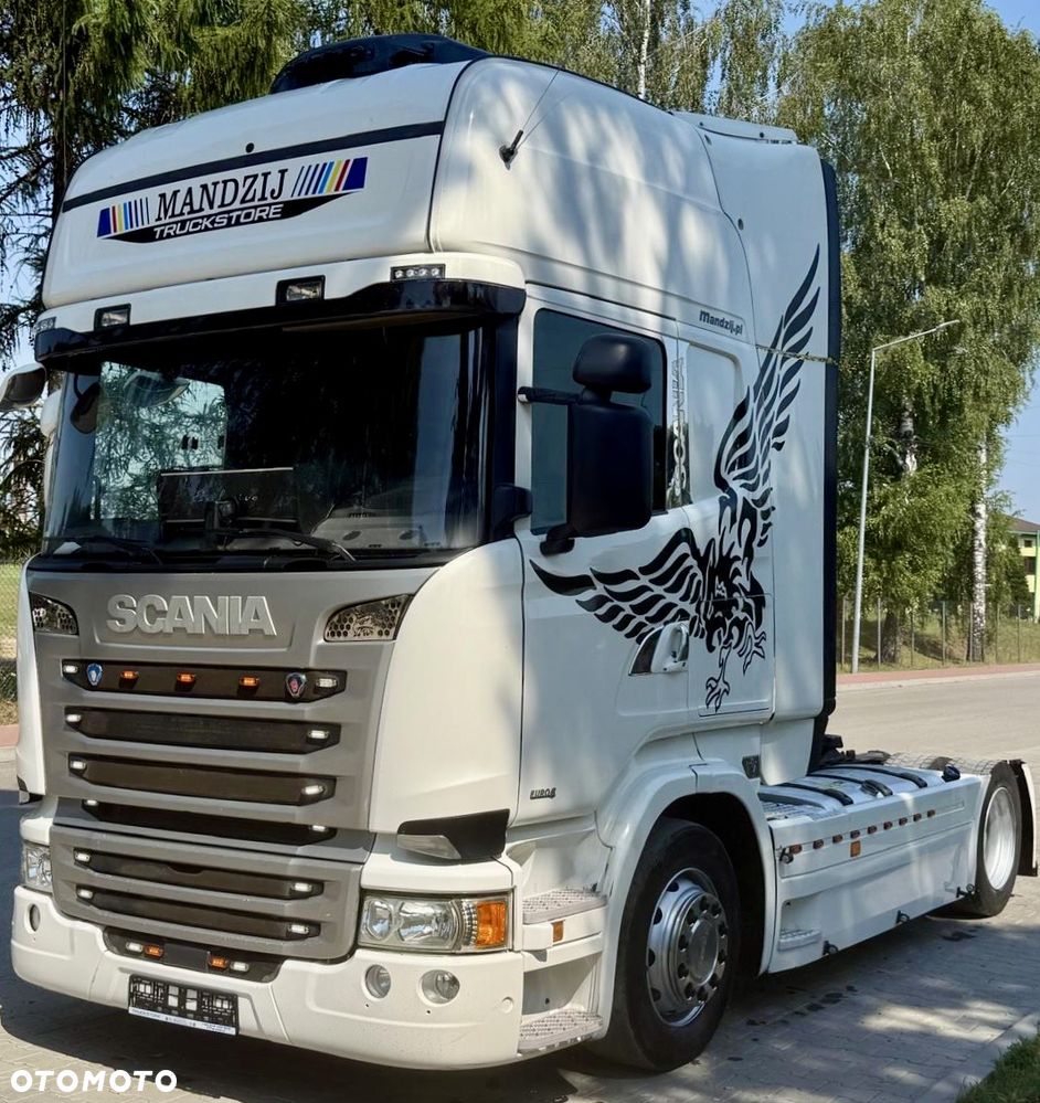 Scania R450 TOPLINE STREAMLINE AUTOMAT RETARDER FULLSPOJLERY STANDKLIMA WEBASTO XENONY LEDY SKÓRA 2xALUTANK LODÓWKA LOW DECK MEGA EURO 6 BEZ EGR 2016r ŁADNA - 3