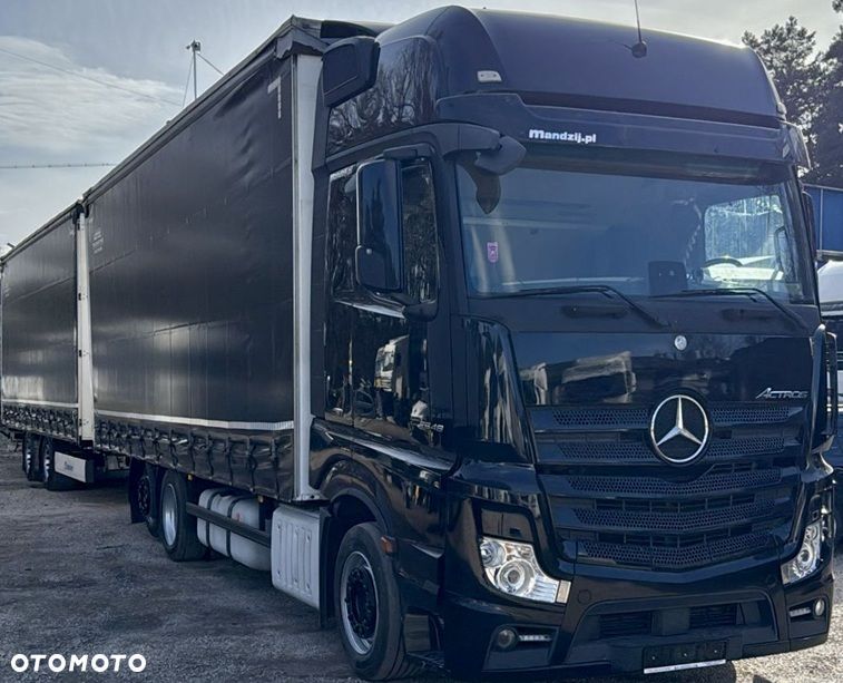 Mercedes-Benz ACTROS 2548 GIGASPACE AUTOMAT XENONY RETARDER 6x2 JUMBO OŚ PODNOSZONA ZABUDOWA KRONE FIRANKA DŁ:7.80m 2xALUTANK LODÓWKA KLIMA EURO 6 + PRZYCZEPA KRONE TANDEM FIRANKA DŁ:7.80m OSIE SAF OŚ PODNOSZONA ZESTAW PRZESTRZENNY PRZEJAZDOWY 2015r ŁADNY - 1