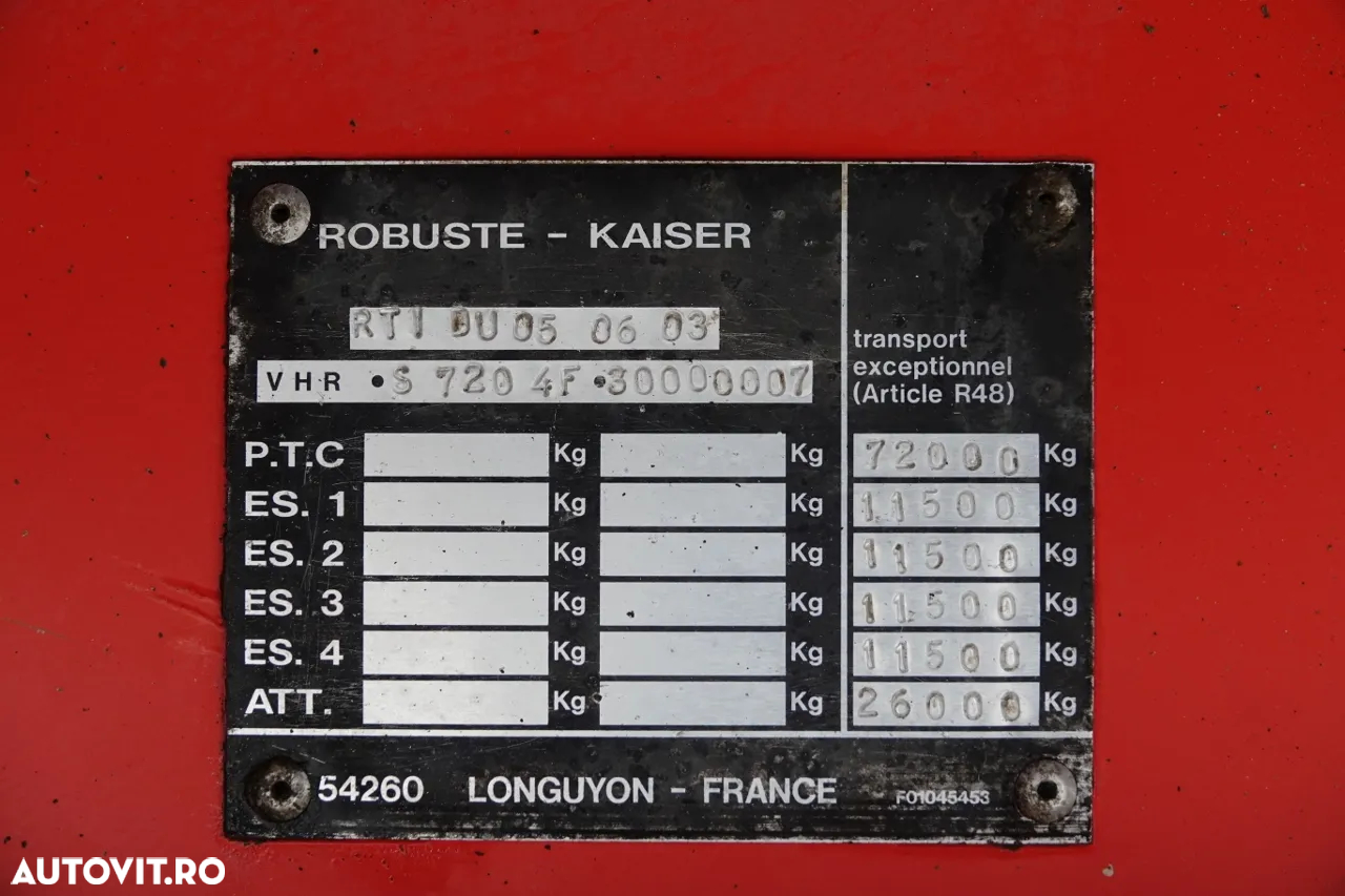 Kaiser REMORCĂ CU ÎNCĂRCARE MICĂ KAISER / GVW:  72.000 KG! / 4 AXI / AXIE DIRECTION / IMPORTAT - 25