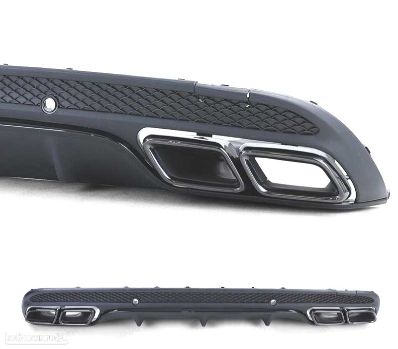 DIFUSOR MERCEDES CLASSE C W205 SEDAN 13-18 LOOK AMG + PONTEIRAS DE ESCAPE PRETAS - 4
