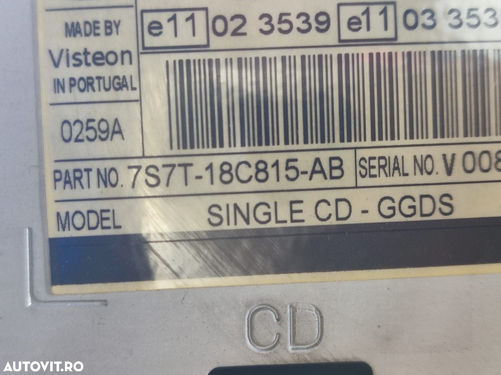 Radio cd player 7S7T-18C815-AB Ford Mondeo MK4 [2007 - 2010] 1.8 tdci - 2