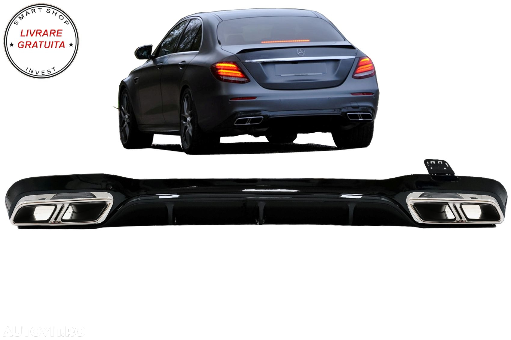 Difuzor Bara Spate cu Ornamente evacuare Mercedes E-Class W213 (2016-2019) E63S De- livrare gratuita - 10